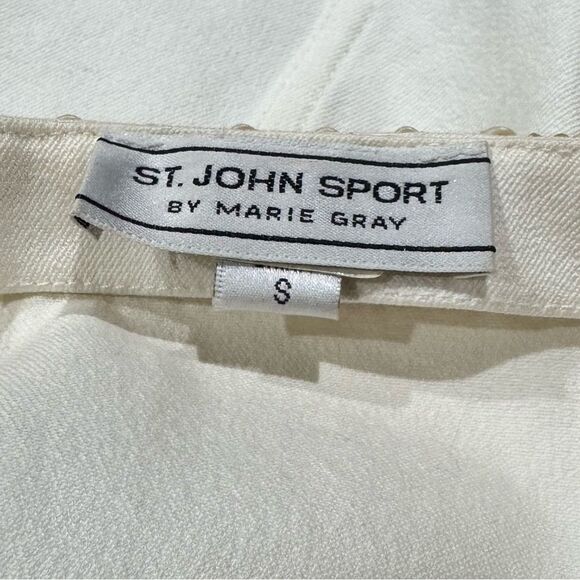 St. John Sport by Marie Grey Cream Jute Braid Trim Full Zip Jacket Women’s Small - Picture 3 of 3